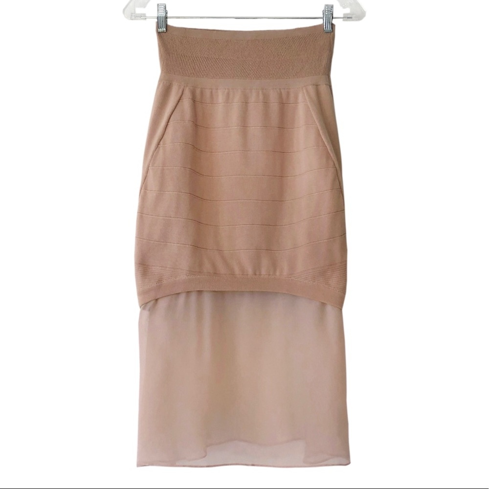 Ohne Titel Nude stretch panel bodycon midi skirt - Picture 4 of 4